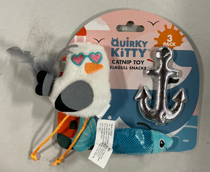Quirky kitty seagull snacks plush cat toy