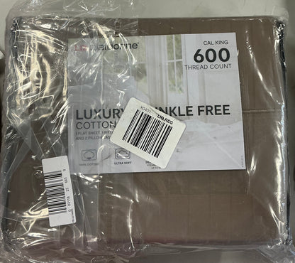 Liz Claiborne 600TC Cotton Sateen Dobby Stripe Wrinkle Free Sheet Set Cal king 4pcs