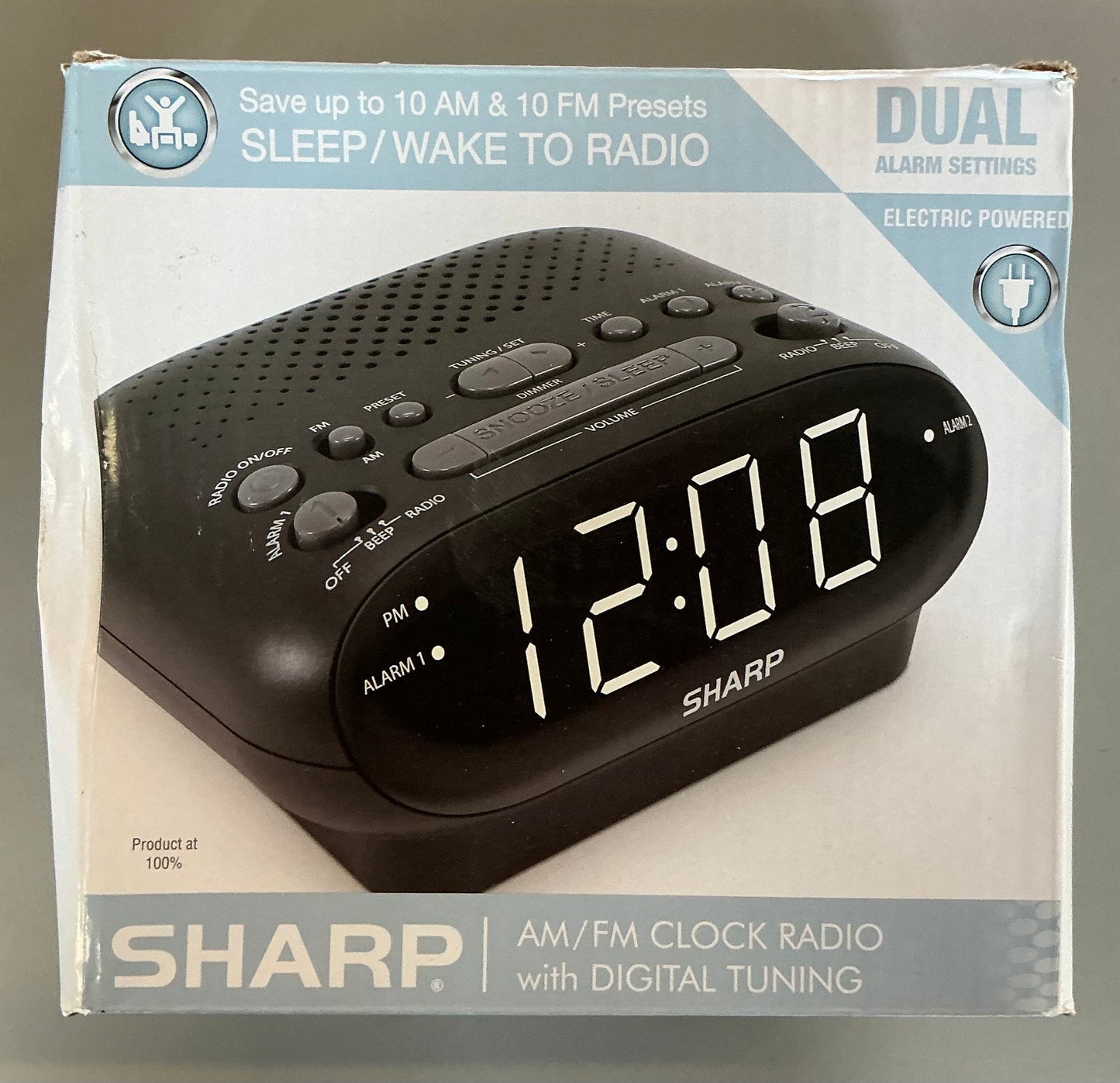 Sharp digital dual alarm clock with AM/FM radio - OPEN BOX