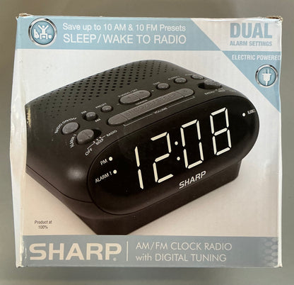 Sharp digital dual alarm clock with AM/FM radio - OPEN BOX