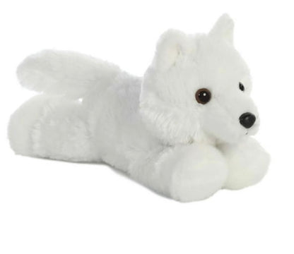 Aurora small white wolf mini flopsie adorable stuffed animal 8 inches