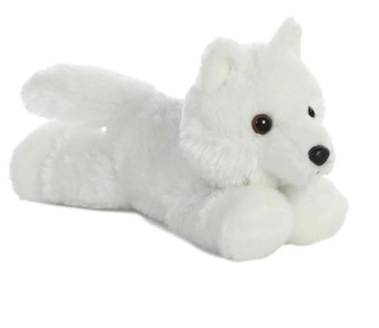Aurora small white wolf mini flopsie adorable stuffed animal 8 inches