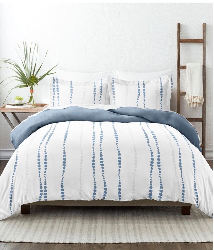 Casual Comfort Urban Vibe Pattern Oversized Reversible Duvet Cover Set 2 Pieces Twin/Twin XL-Included(1 Duvet Cover and 1 Sham)-Blue/White