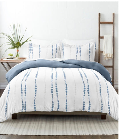 Casual Comfort Urban Vibe Pattern Oversized Reversible Duvet Cover Set 2 Pieces Twin/Twin XL-Included(1 Duvet Cover and 1 Sham)-Blue/White