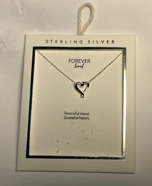 Sterling Silver Forever Loved Heart Necklace - 16in