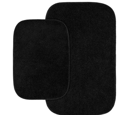2-Pieces Bath Rug Set-21inch x 34inch bath rug and 17inch x 24inch bath rug-black