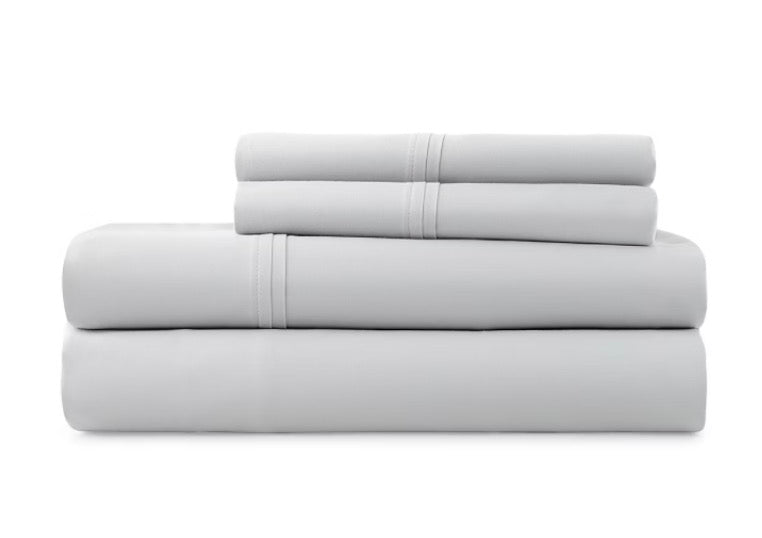 Linden Street 300tc Naturally Soft Organic Cotton 3 Pieces Sheet Set Twin-Included(1 Flat Sheet,1 Pillowcase,1 Fitted Sheet)-Color(Silver Zipplin)