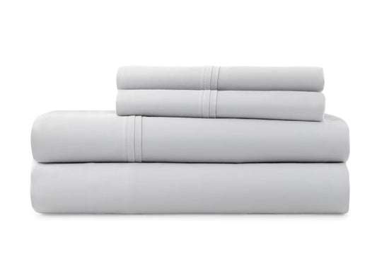 Linden Street 300tc Naturally Soft Organic Cotton 3 Pieces Sheet Set Twin-Included(1 Flat Sheet,1 Pillowcase,1 Fitted Sheet)-Color(Silver Zipplin)