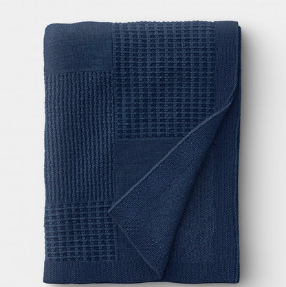 Washed knitted throw blanket - blue - 50x60”