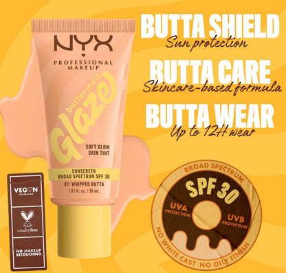 NYX Professional Makeup Buttermelt Glaze Soft Glow Skin Tint in the shade 01 Whipped Butta