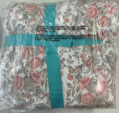 Thrifty 70 Martha Stewart Lula Floral Reversible Quilt Only Full/Queen-Pink-Open Package-USED-(See Picture)-FINAL SALE-NO RETURN-AS IS