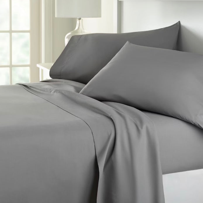Home Expressions Soft Touch Microfiber 4 Pieces Sheet Set Queen-Included(1 Flat Sheet,1 Fitted Sheet and 2 Standard/Queen Pillowcases)-Gray