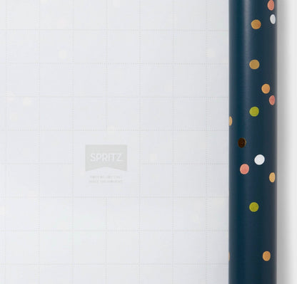 Spritz navy blue wrapping paper with multi-color polka dots