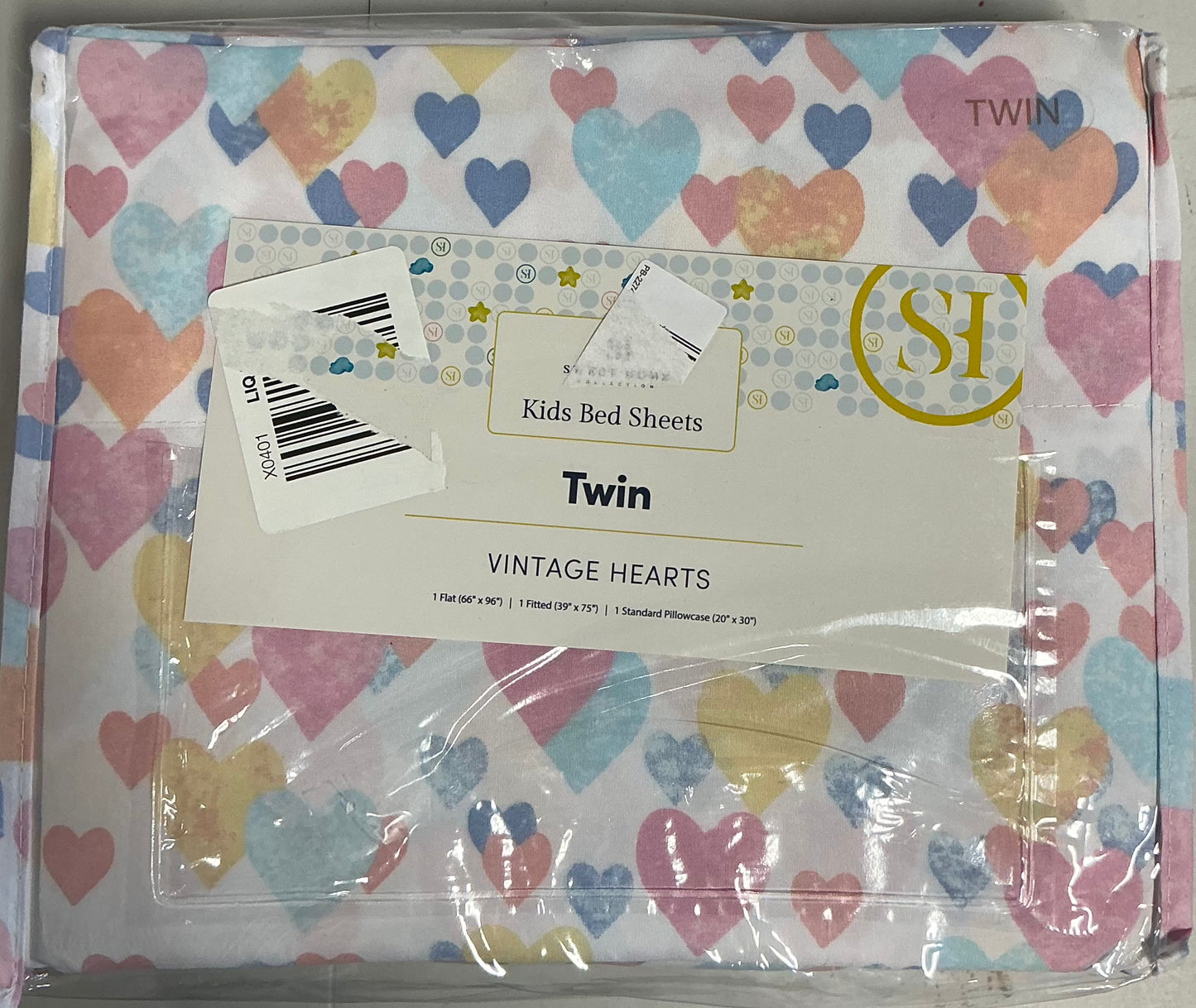 Sweet Home Collection™ Vintage Hearts Wrinkle Resistant Kids 3 Pieces Sheet Set Twin-Included(1 Pillowcase,1 Fitted Sheet,1 Flat-Sheet)