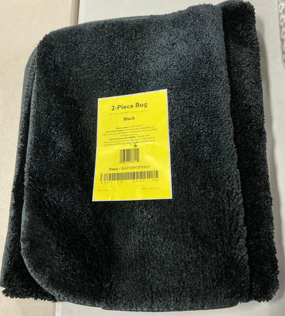 2-Pieces Bath Rug Set-21inch x 34inch bath rug and 17inch x 24inch bath rug-black