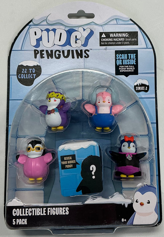 Pudgy Penguins Series 2 collectible figures 5-pack featuring various penguin character designs