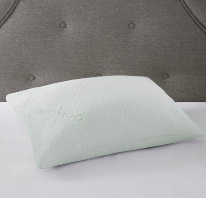 Sleep Philosophy Chopped Foam Bed Pillow with Bamboo Cover Queen-Minty Green Speckles