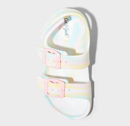 Cat & Jack Toddler Ade Blown EVA Sandals in a colorful tie-dye print size 9