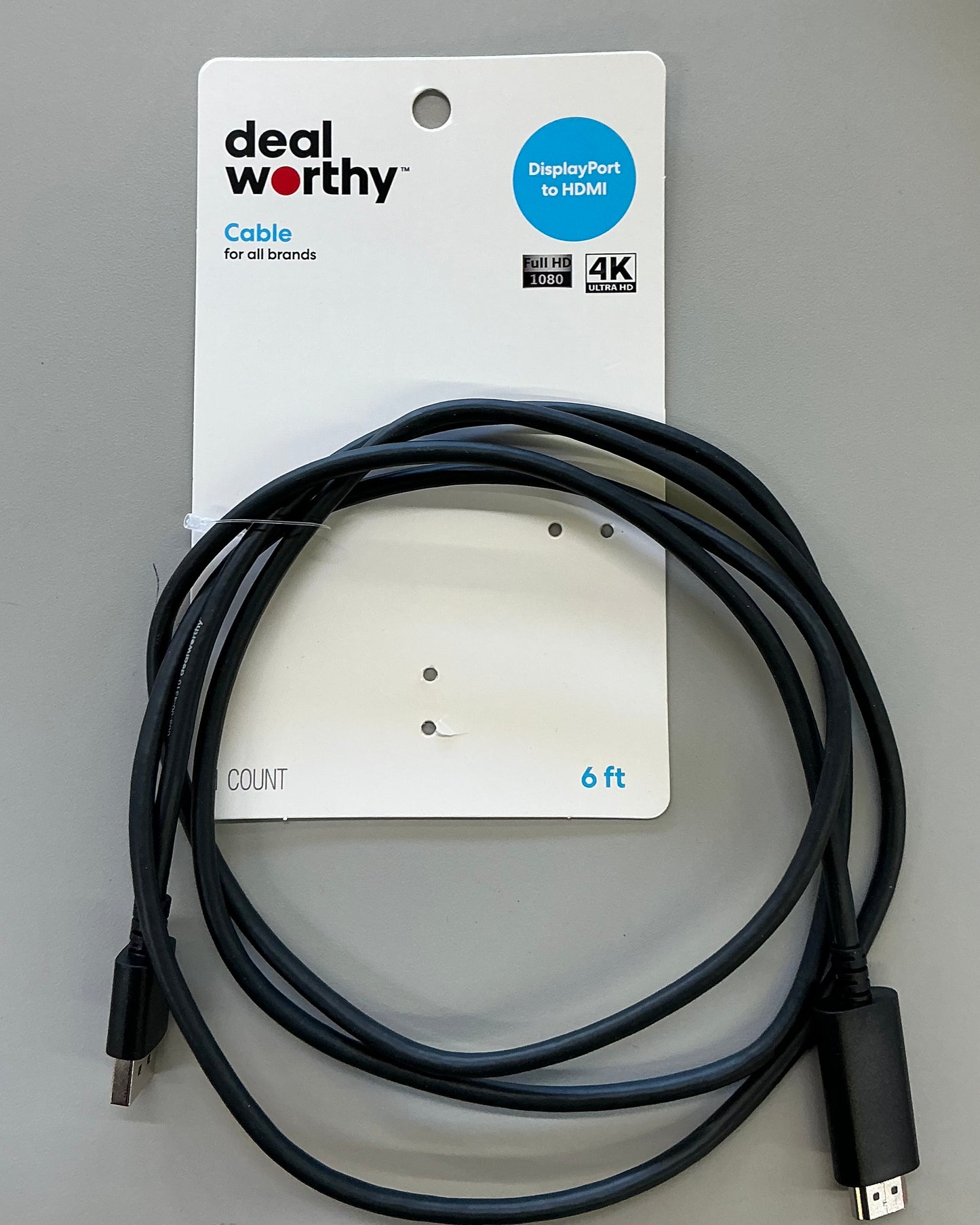 6-foot DisplayPort to HDMI cable from the brand dealworthy