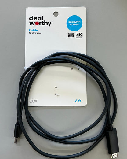 6-foot DisplayPort to HDMI cable from the brand dealworthy