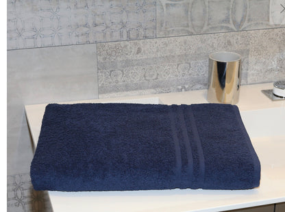 2-pieces towel set 100% cotton-1 bath towel and 1 wash cloth navy