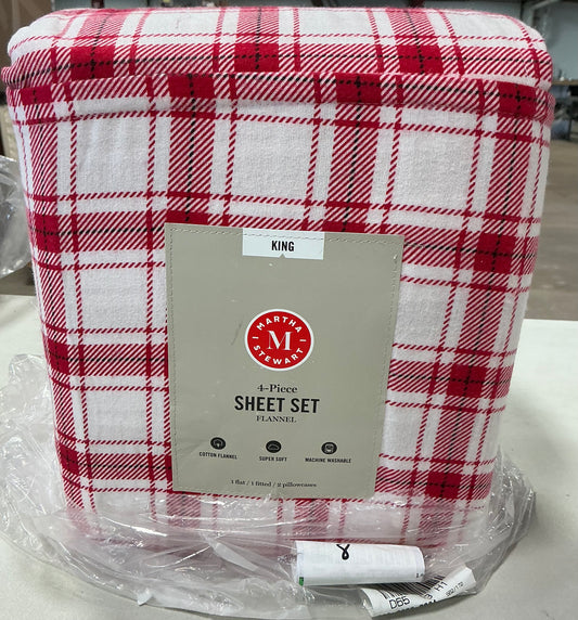 Martha Stewart Holiday Theme 100% Cotton Flannel Sheet Set 4-piece king