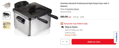 Hamilton Beach® Professional-Style Deep Fryer with 2 Baskets