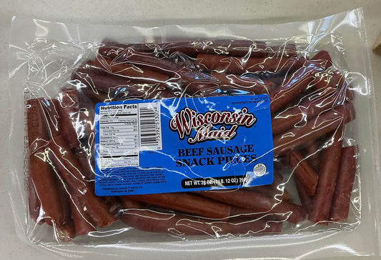 28-ounce package of Wisconsin Maid beef sausage snack pieces