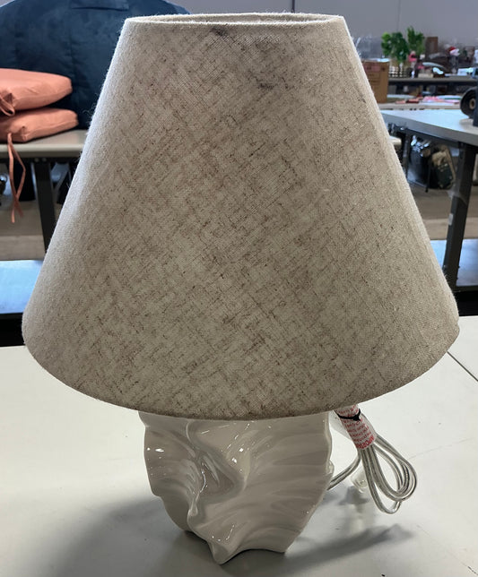 Coastal shell table lamp - ceramic shell-textured base in white - AS IS - MINOR COSMETIC FLAWS - PICK UP ONLY
