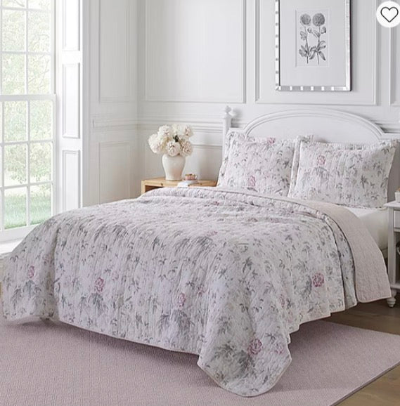 Laura Ashley Breezy Floral Reversible Quilt Set king