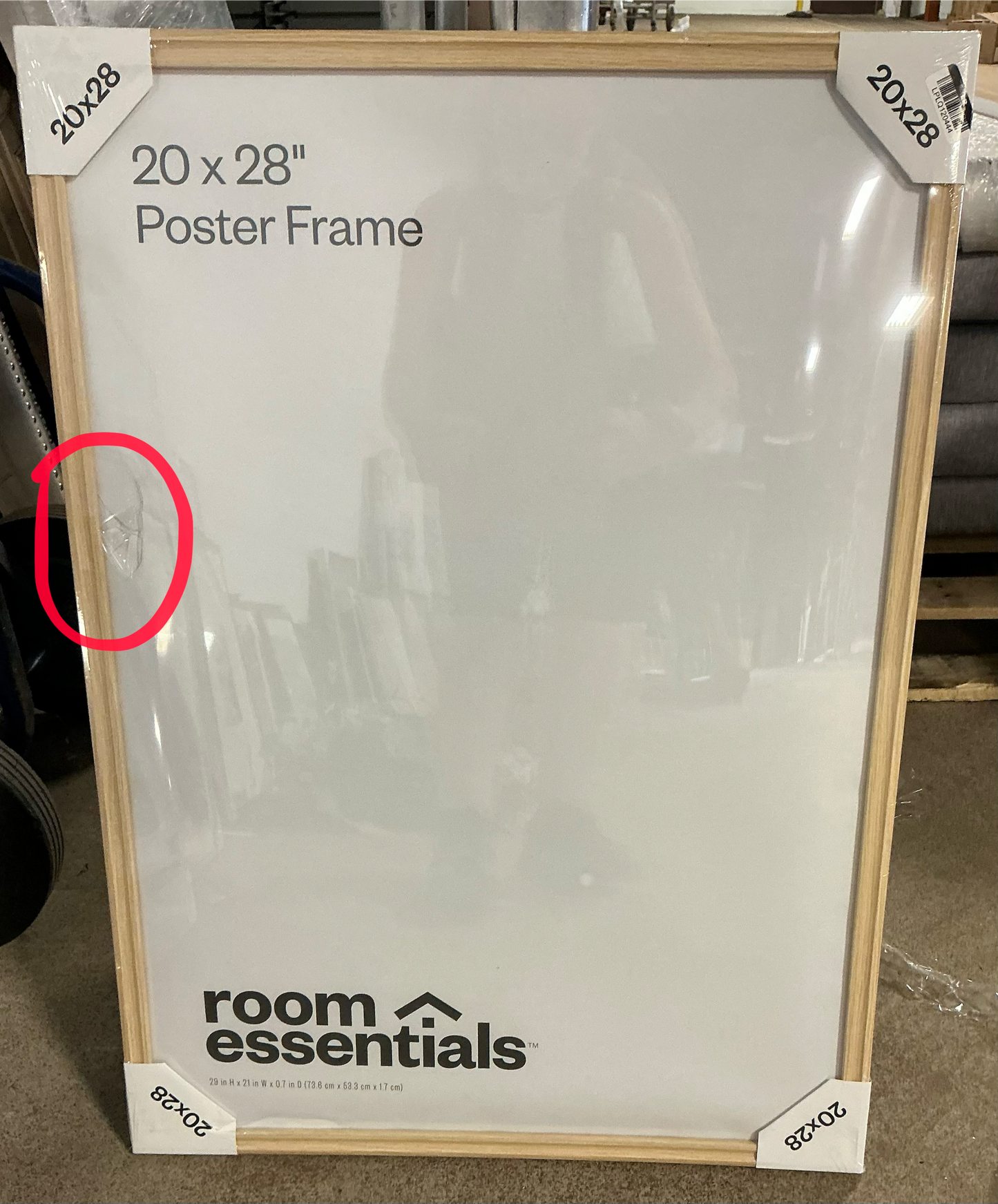 THRIFTY 70 - 20X28” traditional poster picture frame - AS IS - CRACKED ON THE FRONT - FINAL SALE - NO RETURNS - PICK UP ONLY