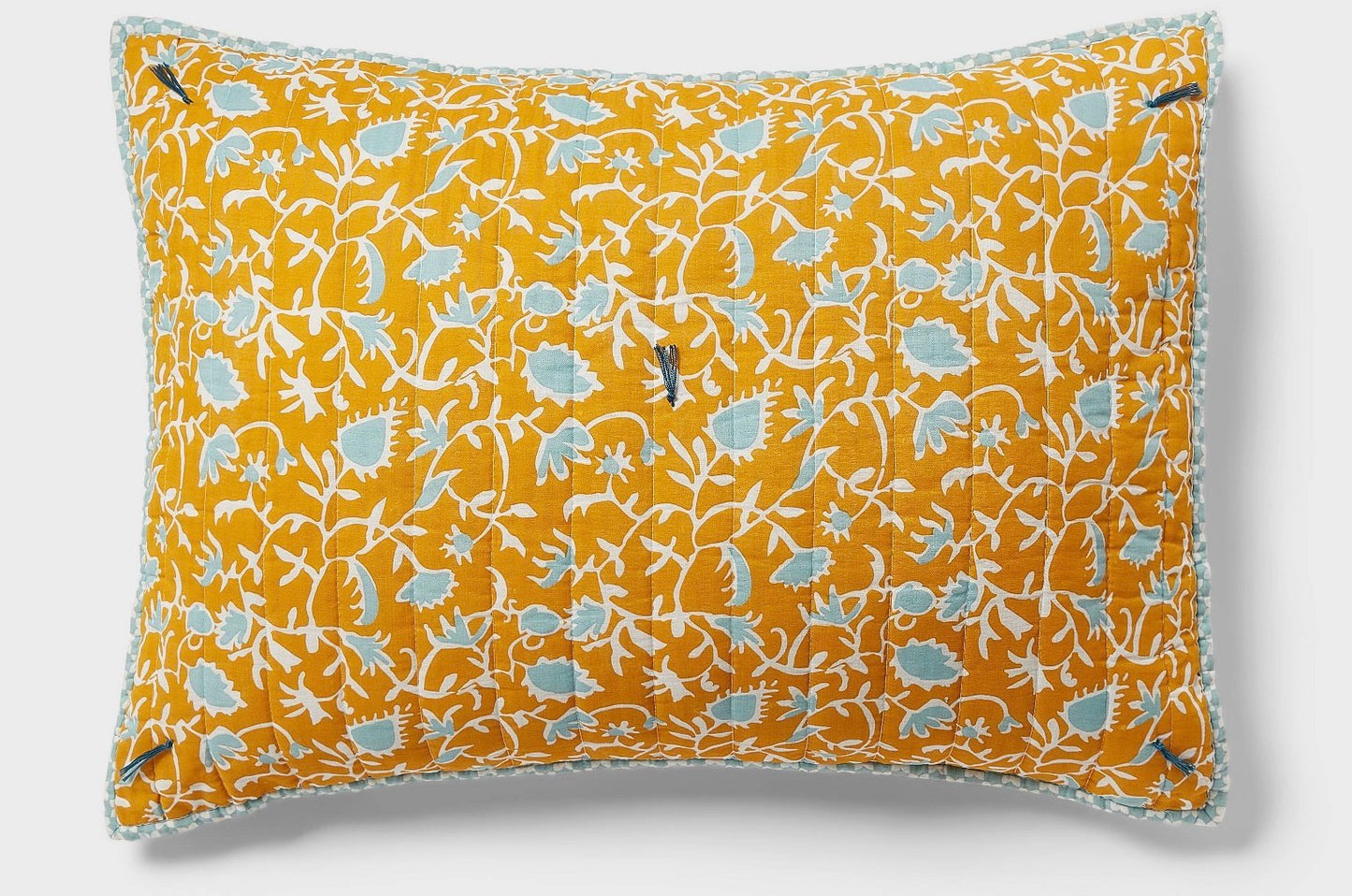 Threshold Voile Earthy Vines Quilt Sham Mustard Yellow/Teal Blue Standard