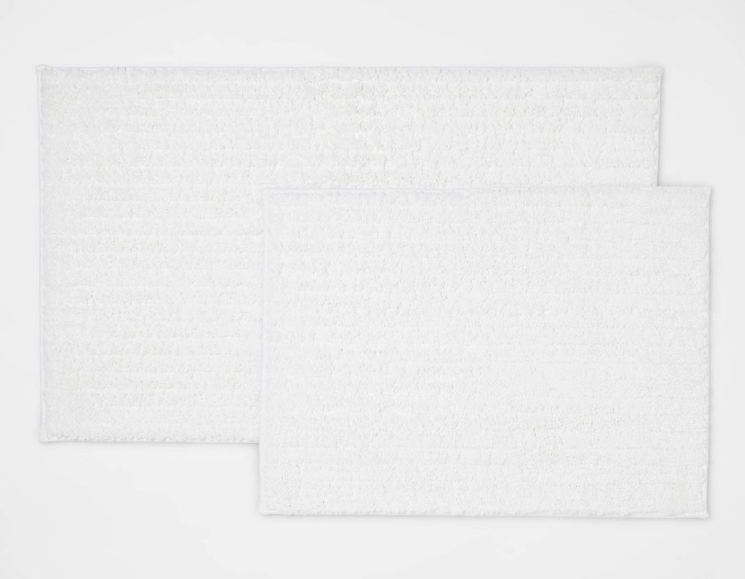 2pk quick dry bath rug set - White - AS IS - MINOR DIRT SPOT