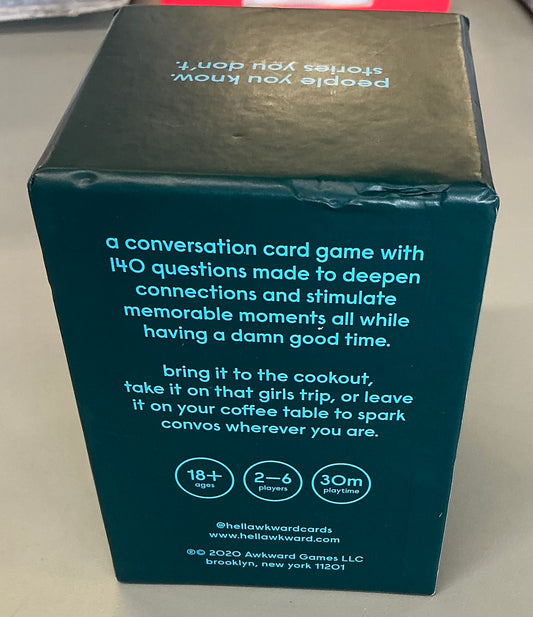 Hella awkward game: card deck for social skills - AS IS - OPEN BOX - MISSING 2 CARDS