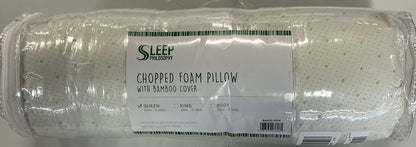 Sleep Philosophy Chopped Foam Bed Pillow with Bamboo Cover Queen-Minty Green Speckles