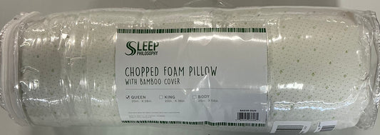 Sleep Philosophy Chopped Foam Bed Pillow with Bamboo Cover Queen-Minty Green Speckles