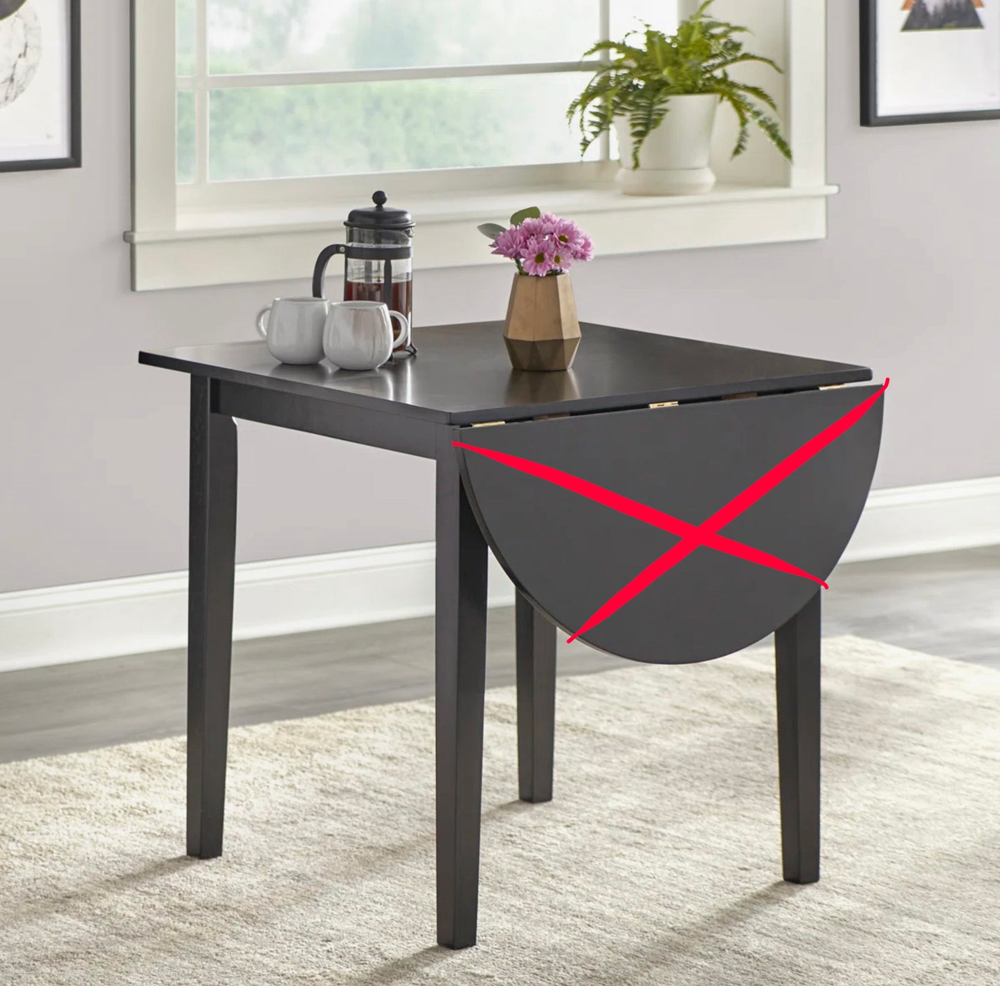 Thrifty 70 - Castellon Extendable Solid Wood Dining Table - Open Box - USED/DAMAGED - MISSING EXTENSION (See Pictures)- FINAL SALE- NO RETURNS - AS IS - FOR PICKUP ONLY