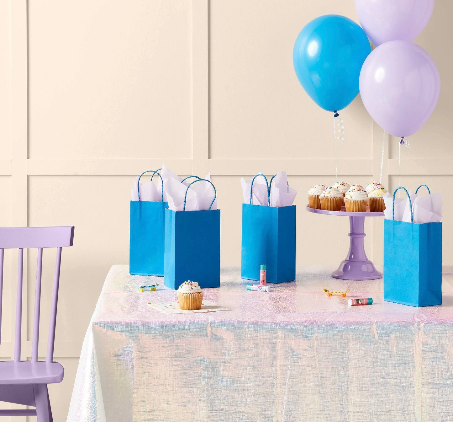 Spritz 12-count pack of blue paper junior tote bags