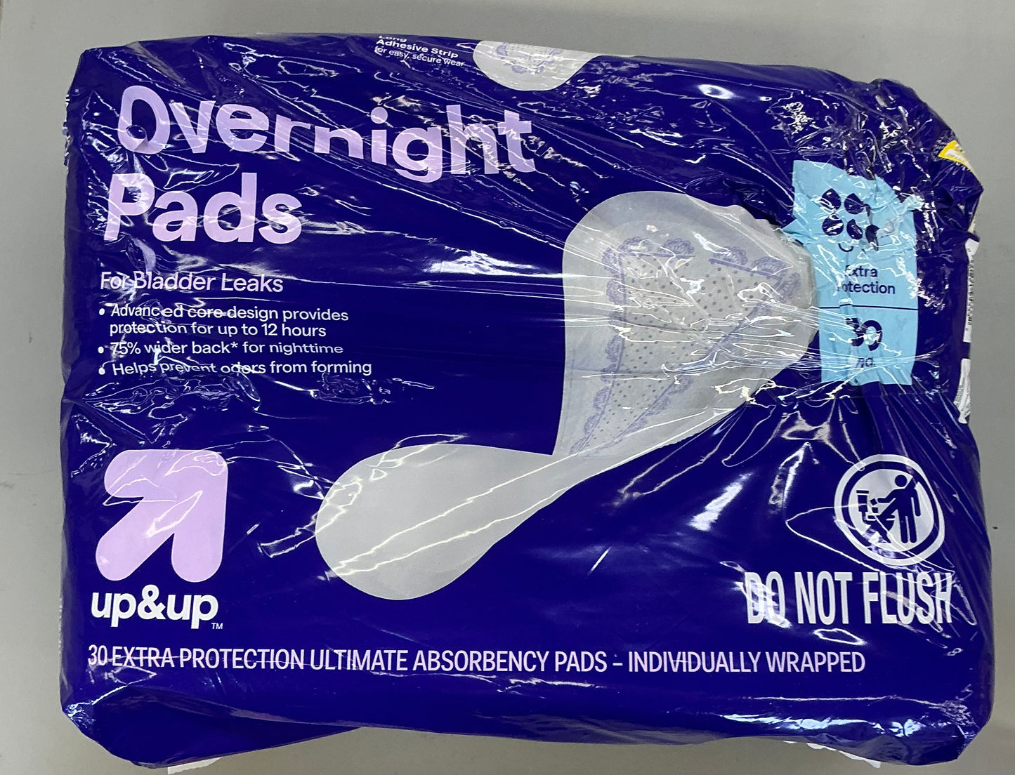 30-count pack of up&up™ Overnight Incontinence Pads