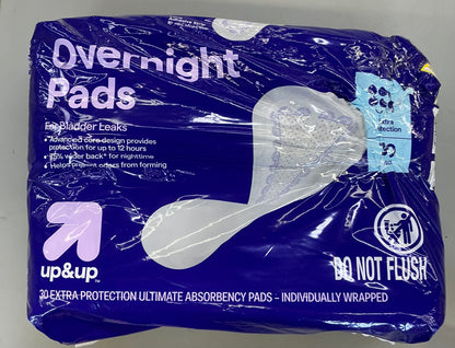 30-count pack of up&up™ Overnight Incontinence Pads