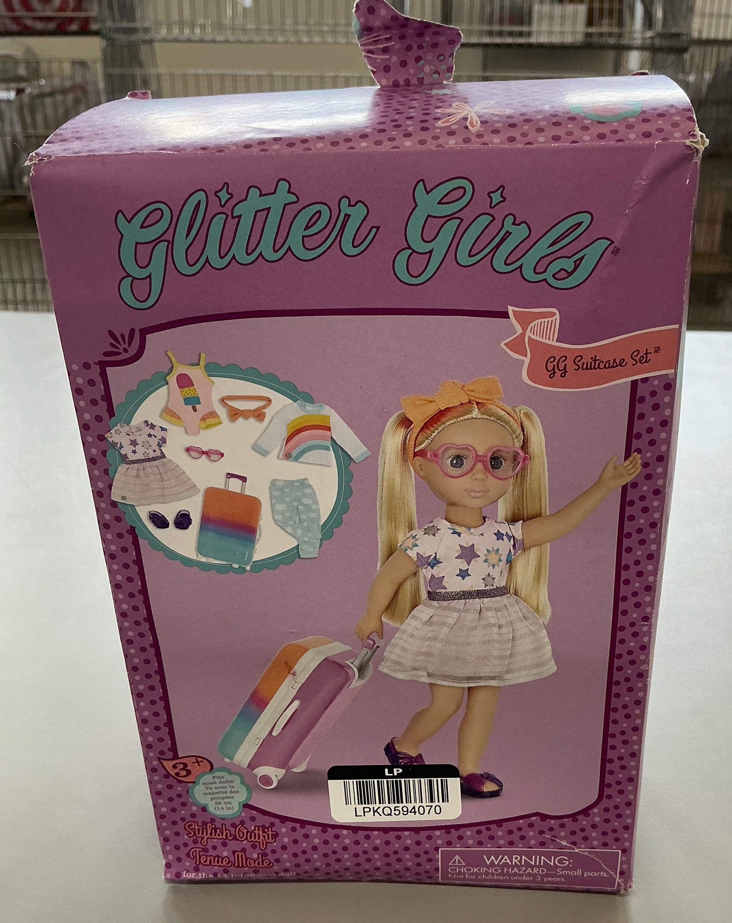 Glitter girls suitcase & travel outfit for 14” dolls: doll accessories & clothing set - OPEN/DAMAGED BOX