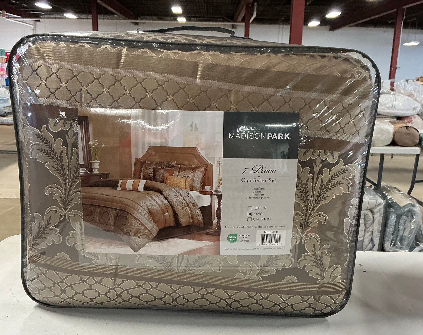 Madison Park Bellagio 7-piece jacquard comforter set in brown and gold king