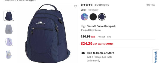 High sierra curve backpack
