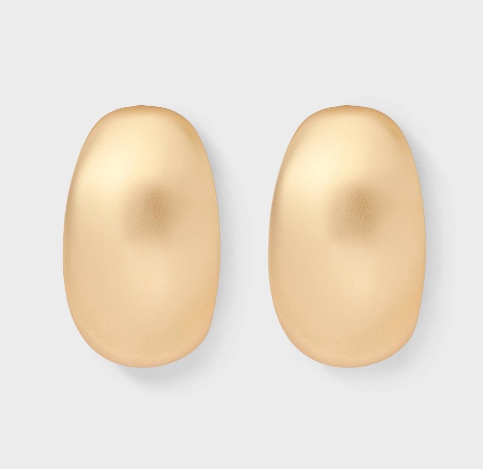 Matte gold-tone chunky stud earrings-As Is