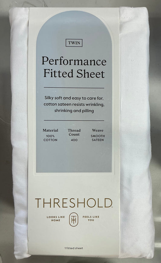 Performance Twin Fitted Sheet 100% Cotton Smooth Satin