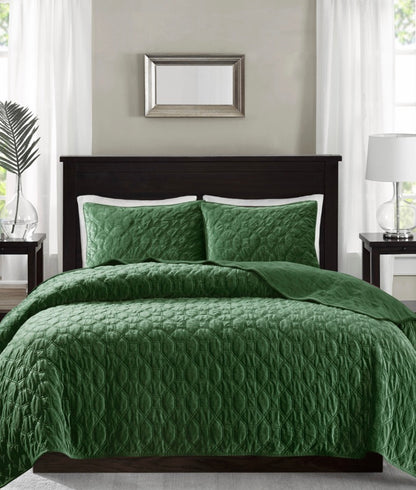 Madison Park Harper velvet coverlet set with a geometric stitching design. King/cal king