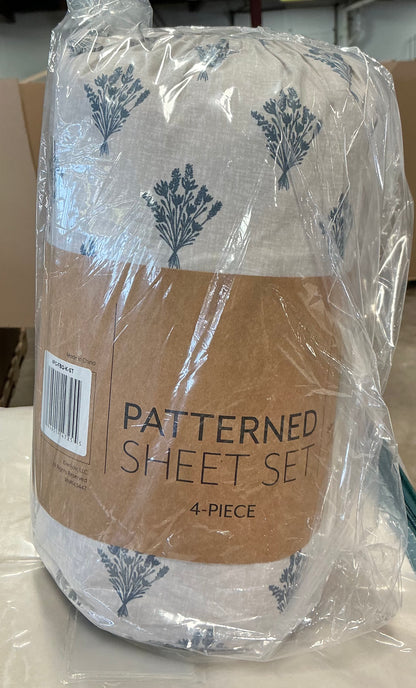 Home patterned sheet set featuring a lavender bouquet design in stone color king 4pcs