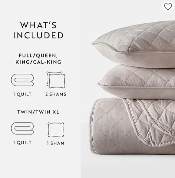 Casual Comfort Diamond Stitch Quilt Set 3-pc king/cal king