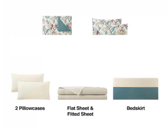 Broadhaven Warrington 8 Pieces Reversible Complete Bedding Set with Sheets Queen-Color(Blue Spruce)