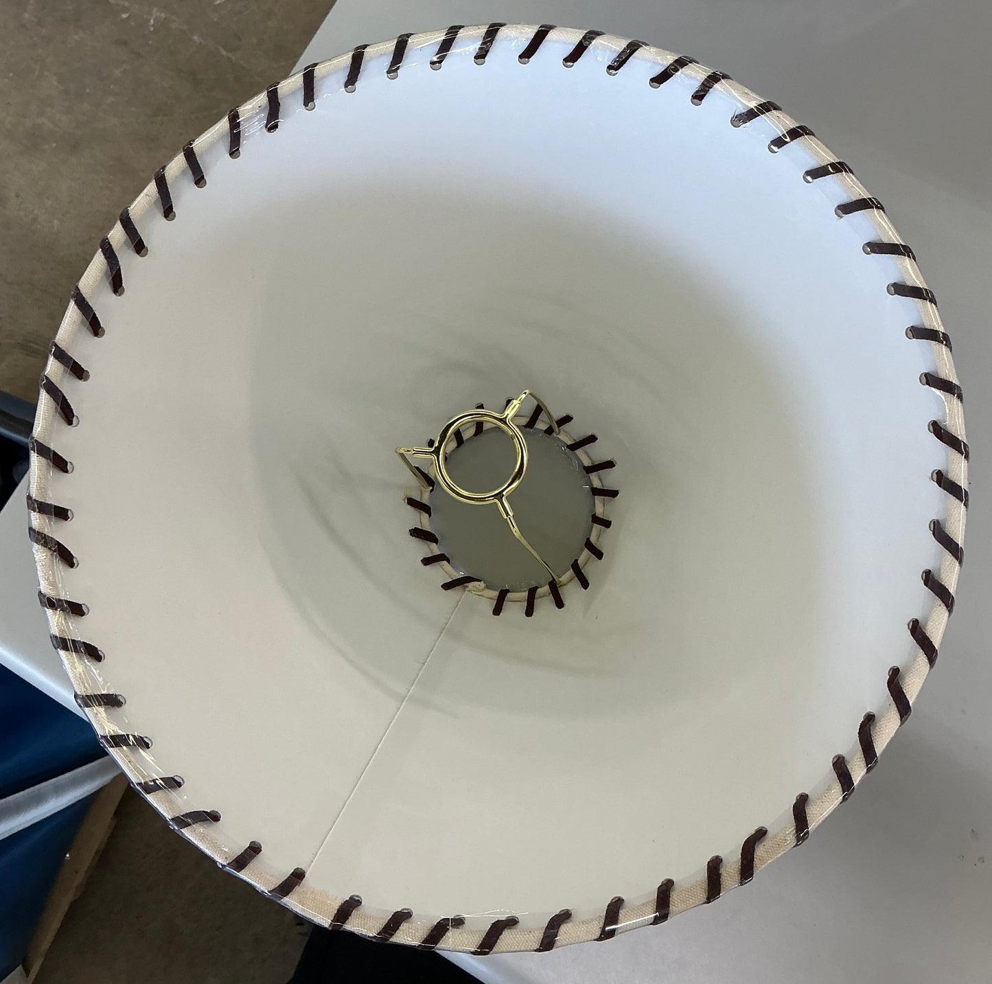 Whipstitch lamp shade - cream